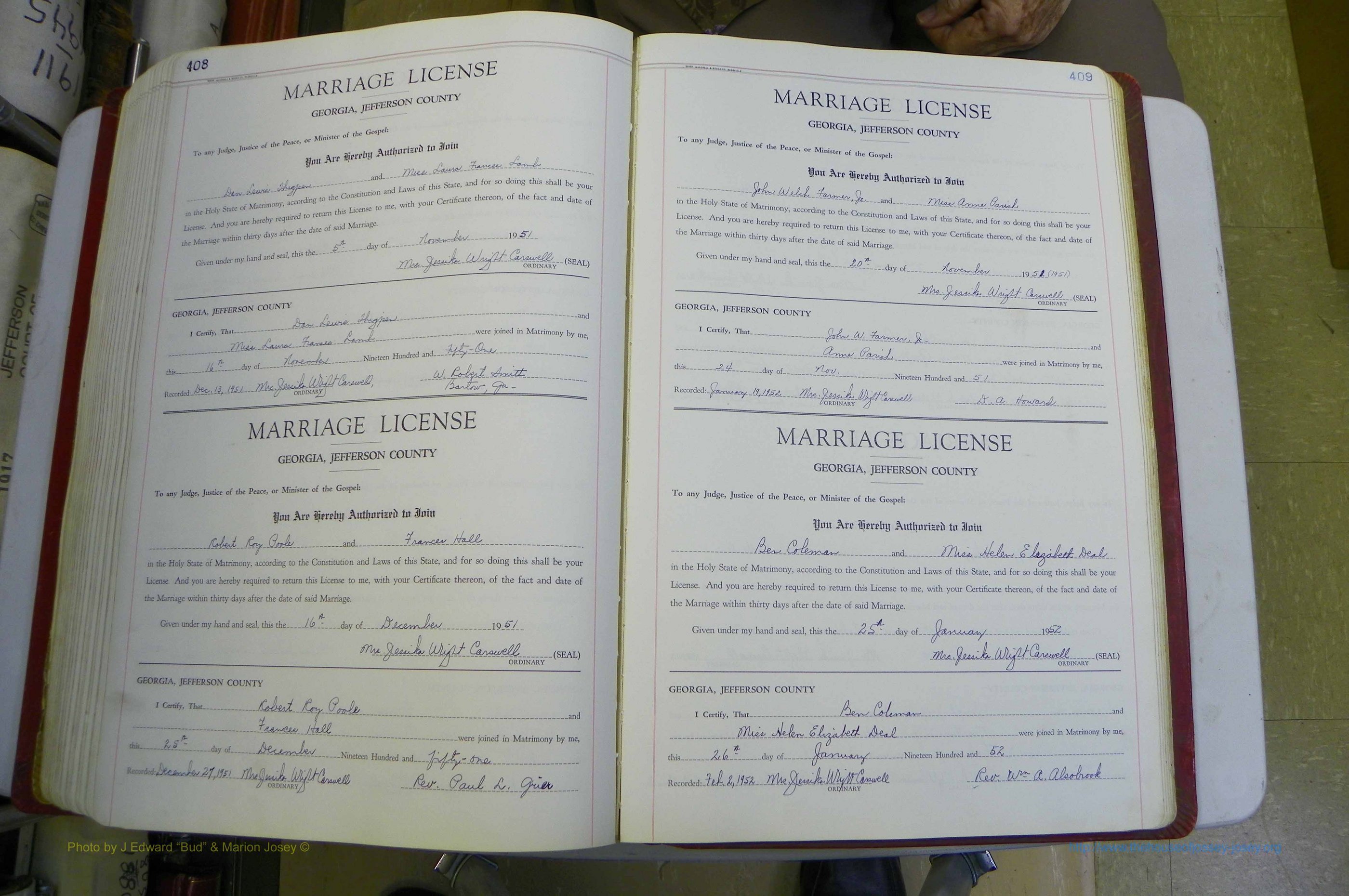 Jefferson Co, GA, Marriages Book D, 1941 - 1953, White (258).JPG