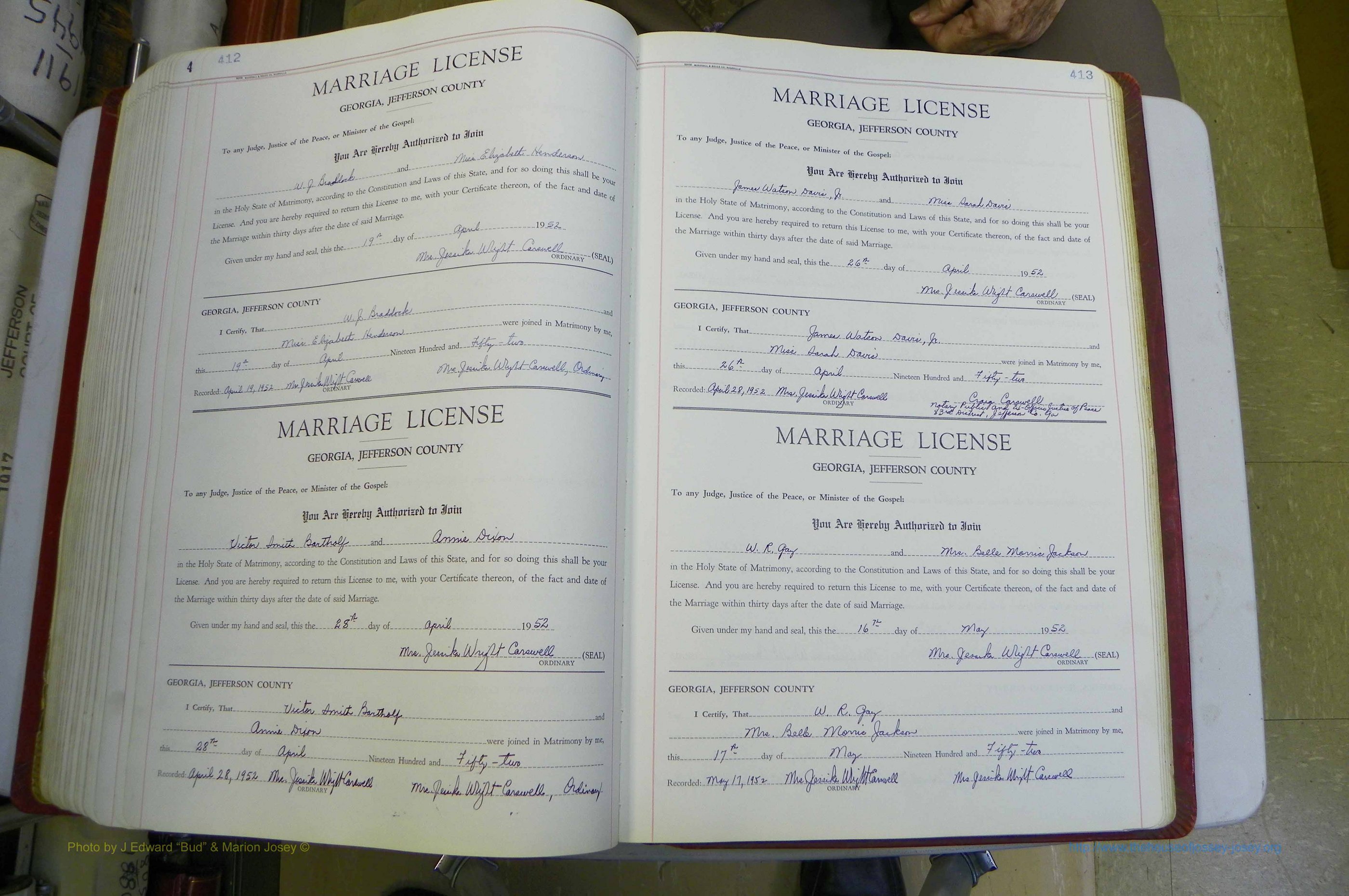 Jefferson Co, GA, Marriages Book D, 1941 - 1953, White (260).JPG