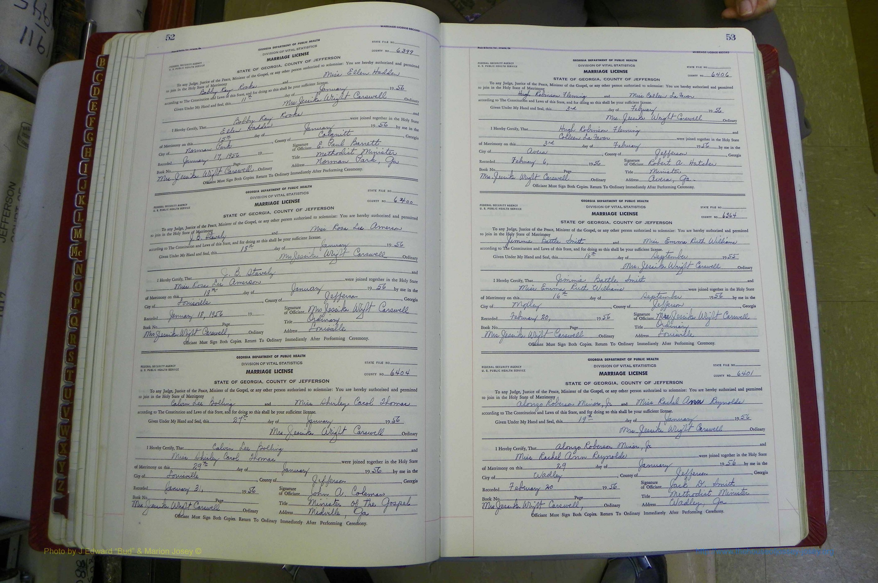 Jefferson Co, GA, Marriages Book E, 1952 - 1981, White (56).JPG