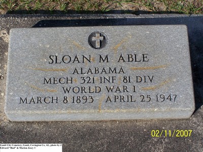 Able, Sloan M War, Gantt City Cemetery, Gantt, Covington Co, AL.jpg