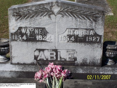 Able, Wayne & Georgia Johnson, Gantt City Cemetery, Gantt, Covington Co, AL.jpg