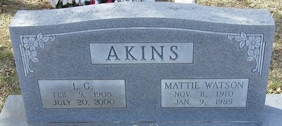 Akins, L G & Mattie Watkins, Siloom Cemetery, Comanchee Co, TX.jpg