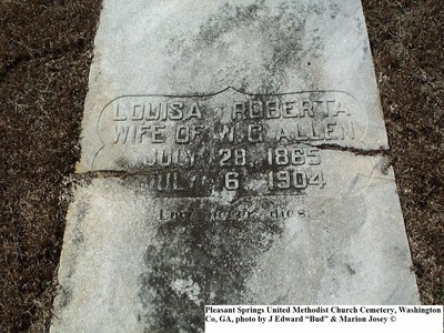 Allen, Louisa Roberta, Pleasant Springs Methodist Cem, Washington Co, GA.jpg