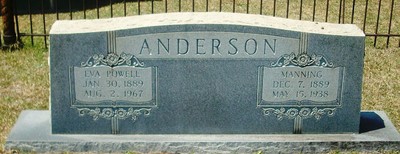 Anderson, Manning & Eva Powell, Oaky Grove Cemetery, Johnson Co, GA.jpg