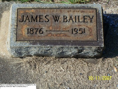 Bailey, James W, Pigeon Creek Baptist Church Cem, Covington Co, AL.jpg