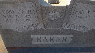 Baker, Bobby Oneal & Nancy Earle, Mount Beaulah Cemetery, Gaston Co, NC.jpg
