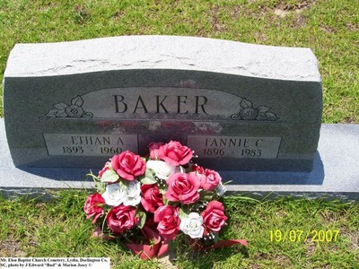 Baker, Ethan A & Fannie C, Mt. Elam Baptist Cem, Lydia, Darlington Co, SC.jpg