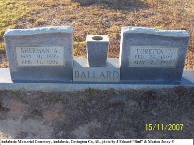 Ballard, Sherman & Loretta, Andalusia Memorial Cem, Covington Co, AL.jpg