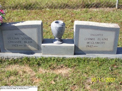 Blair, Lillian Chesser & Germie E McClamory, Pigeon Creek Bap Cem, Covington Co, AL.jpg