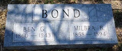 Bond, Benjamin G & Milbra Beal, Kizer Cemetery, Brazos Co, TX.jpg