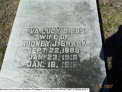 Brack, Eva Lucy Gibbs, Davisboro City Cem, Davisboro, Washington Co, GA.jpg