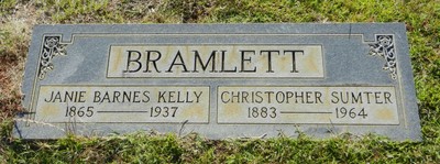 Bramlett, Christopher & Janie Barnes, Piedmont Cemetery, Lee Co, SC.jpg