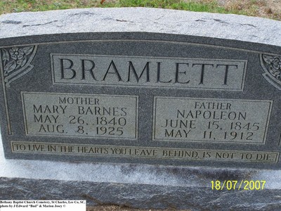 Bramlett, Napoleon & Mary Barnes, Bethany Baptist Cem, Lee Co, SC.jpg