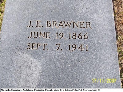 Brawner, J Edward, Magnolia Cemetery, Andalusia, Covington Co, AL.jpg