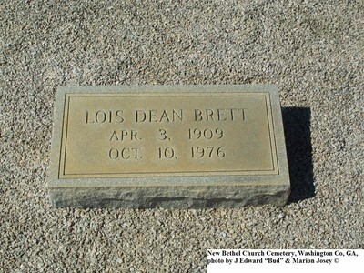 Brett, Lois Dean, New Bethel Church Cem, Washington Co, GA.jpg