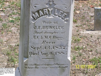 Brinkley, Mary Lee Biggs,  Trinity Cem, Scotland Neck, Halifax Co, NC.jpg