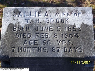Brook, Sallie A Shine, Oakey Streek Methodist Church Cem, Butler Co, AL.jpg