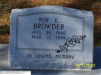 Browder, Roy E, Pigeon Creek Baptist Church Cem, Covington Co, AL.jpg
