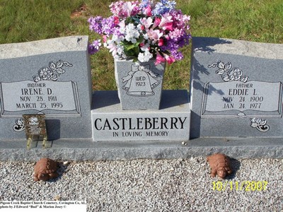 Castleberry, Eddie L & Irene D, Pigeon Creek Baptist Cem, Covington Co, AL.jpg