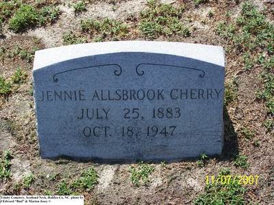 Cherry, Jennie Allsbrook, Trinity Cem, Scotland Neck, Halifax Co, NC.jpg