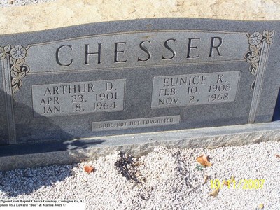 Chesser, Arthur D & Eunice K, Pigeon Creek Baptist Cem, Covington Co, AL.jpg