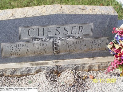 Chesser, Samuel T & Smithie Alice, Pigeon Creek Baptist Cem, Covington Co, AL.jpg