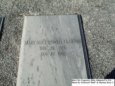 Claxton, Mary Powell, Kite City Cemetery, Kite, Johnson Co, GA.jpg