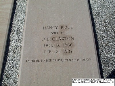 Claxton, Nancy Price, Kite City Cemetery, Kite, Johnson Co, GA.jpg