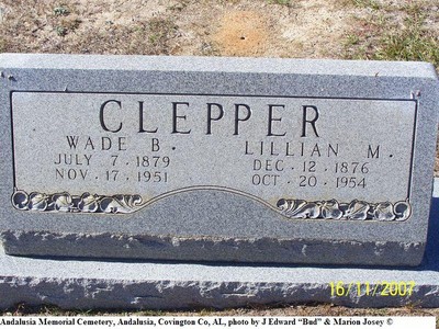 Clepper, Wade B & Lillian M Bell, Andalusia Memorial Cem, Covington Co, AL.jpg