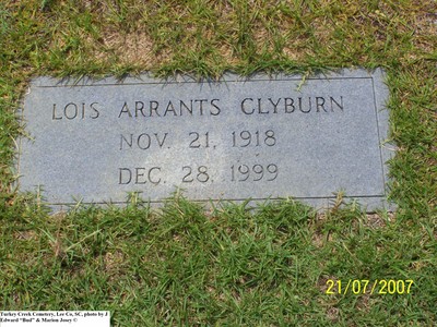 Clyburn, Lois Arrants, Turkey Creek Cem, Lee Co, SC.jpg
