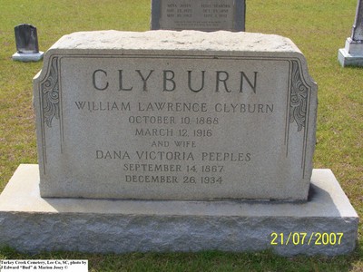 Clyburn, William L & Dona V Peebles, Turkey Creek Cem, Lee Co, SC.jpg
