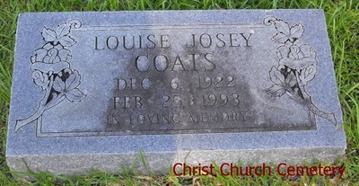 Coats, Louise Margaret Josey, Christ Church Cem, Morehouse Parish, LA.jpg