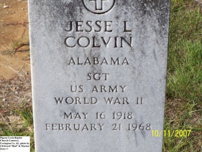 Colvin, Jesse L War, Pigeon Creek Baptist Church Cem, Covington Co, AL.jpg