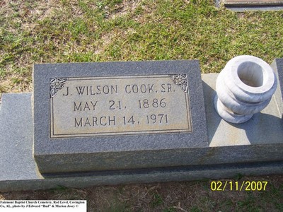 Cook, Joseph Wilson Sr, Fairmount Baptist Church Cemetery, Red Level, Covington Co, AL.jpg
