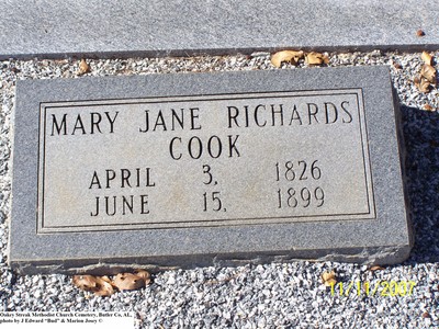 Cook, Mary Jane Richards, Oakey Streek Methodist Church Cem, Butler Co, AL.jpg