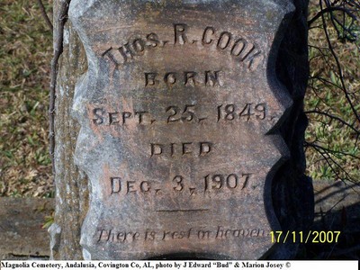 Cook, Thomas R, Magnolia Cemetery, Andalusia, Covington Co, AL.jpg