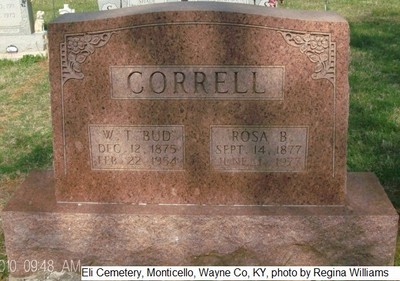 Correll, William & Rosa B East, Eli Cemetery, Wayne Co, KY.jpg