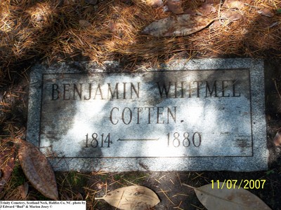 Cotten, Benjamin Whitmel, Trinity Cem, Halifax Co, NC.jpg