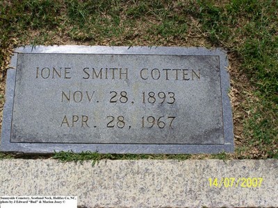 Cotten, Ione Smith, Sunnyside Cemetery Scotlamd Neck, Halifax Co, NC 612.jpg