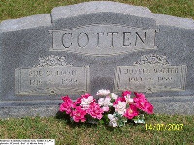 Cotten, Joseph Walter & Sue Cheroti, Sunnyside Cemetery Scotlamd Neck, Halifax Co, NC 468.jpg