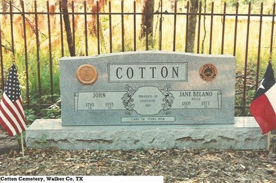 Cotton, John & Jane Belenda Kelley, Cotton Cem, Walker Co, TX.jpg