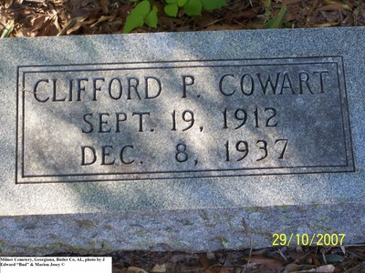 Cowart, Clifford P, Milner Cemetery, Georgiana, Butler Co, GA.jpg