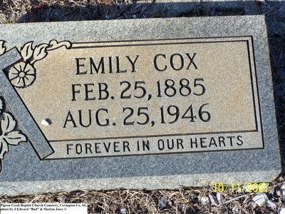 Cox, Emily, Pigeon Creek Baptist Church Cem, Covington Co, AL.jpg