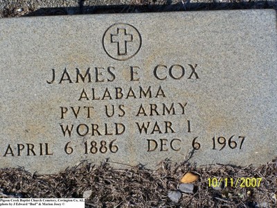 Cox, James E War, Pigeon Creek Baptist Cem, Covington Co, AL.jpg