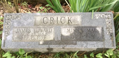 Crick, James E & Minnie M Dillingham, Oglesby Cem, Hopkins Co, KY.jpg