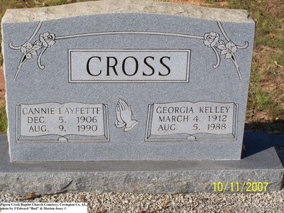 Cross, Cannie L & Georgeia Kelley, Pigeon Creek Baptist Cem, Covington Co, AL.jpg