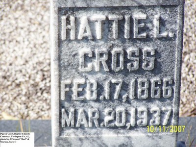 Cross, Hattie L, Pigeon Creek Baptist Cem, Covington Co, AL.jpg