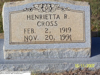 Cross, Henrietta R, Pigeon Creek Baptist Cem, Covington Co, AL.jpg