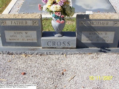 Cross, John W & Martha Chesser, Pigeon Creek Baptist Cem, Covington Co, AL.jpg