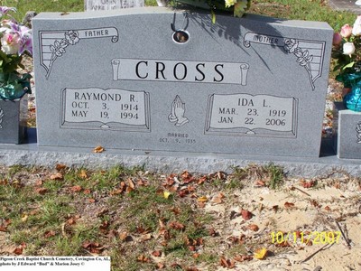 Cross, Raymond R & Ida L, Pigeon Creek Baptist Cem, Covington Co, AL.jpg